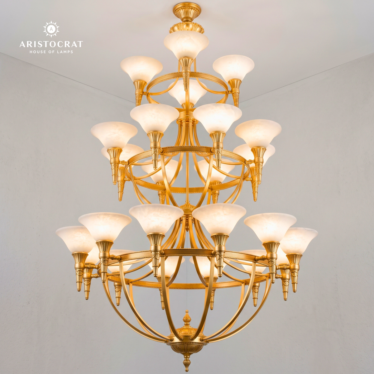 3-Tier Mediterranean 24-Light Grand Chandelier for High Ceilings | CL#AA-10137